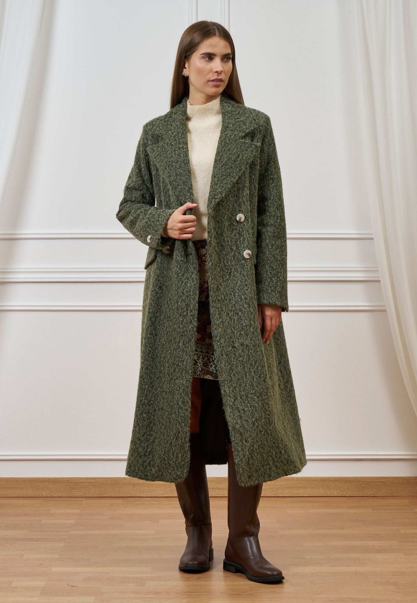 Cappotto lungo doppiopetto bouclé