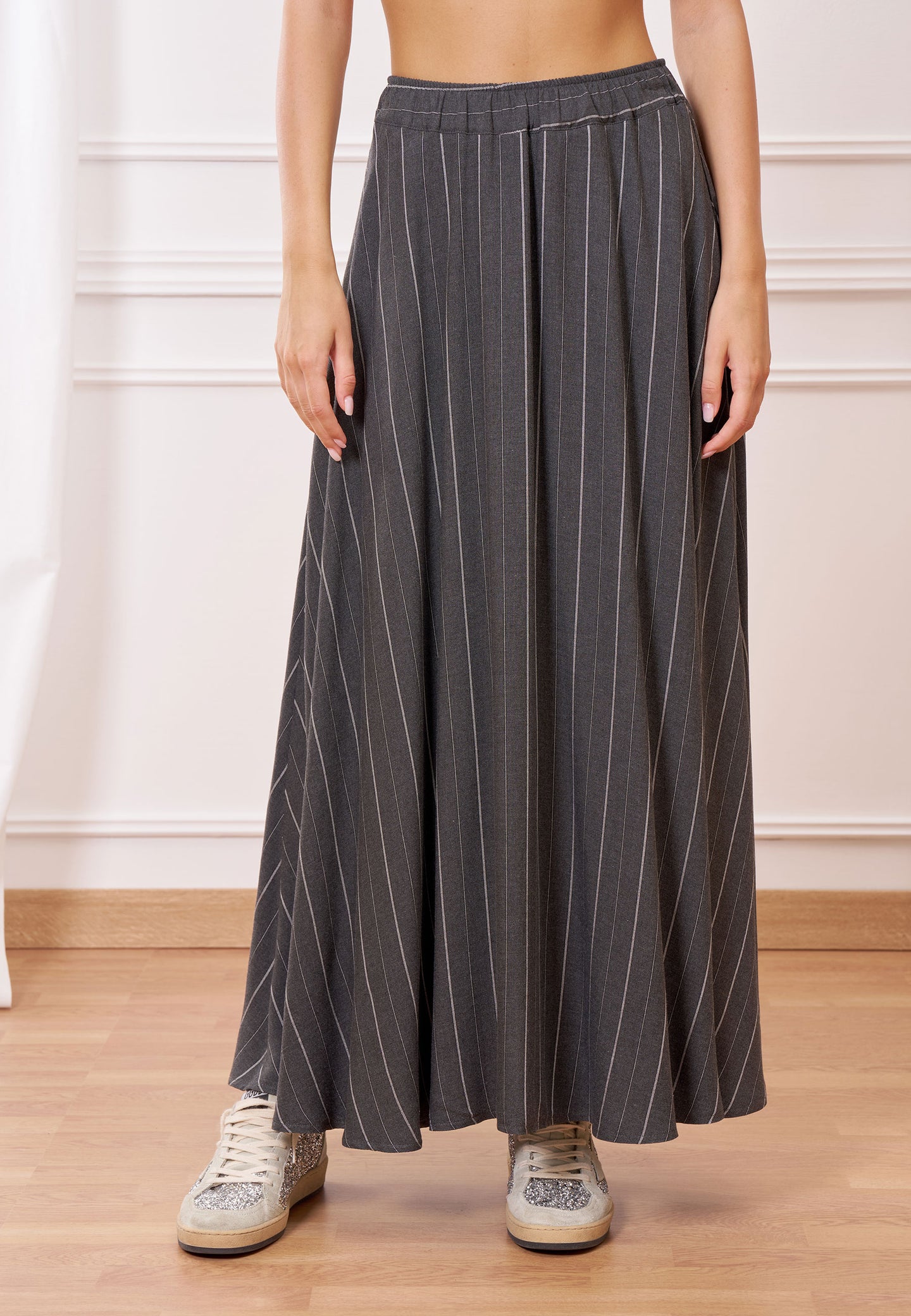 Gonna lunga gessata vita elastico