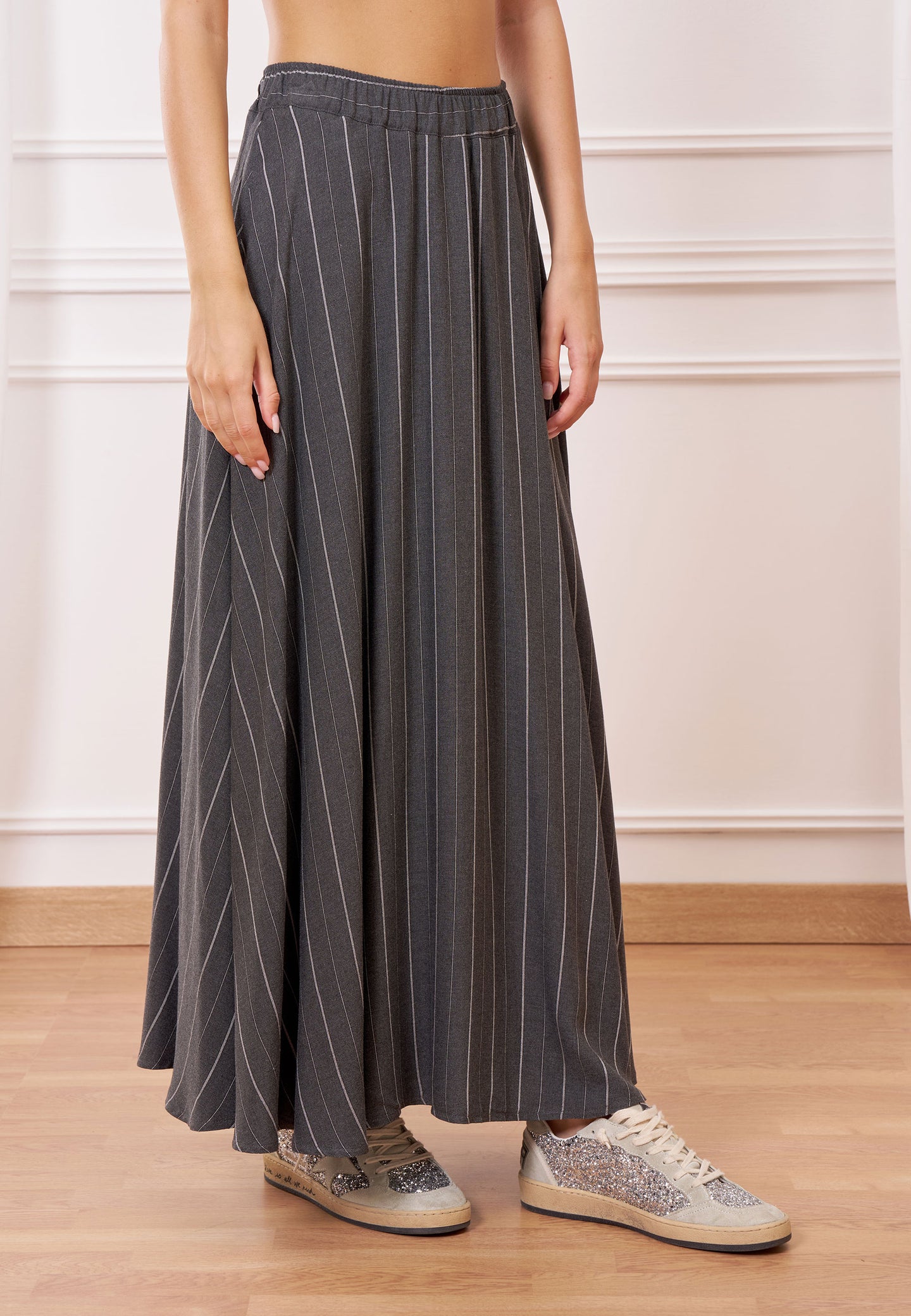 Gonna lunga gessata vita elastico