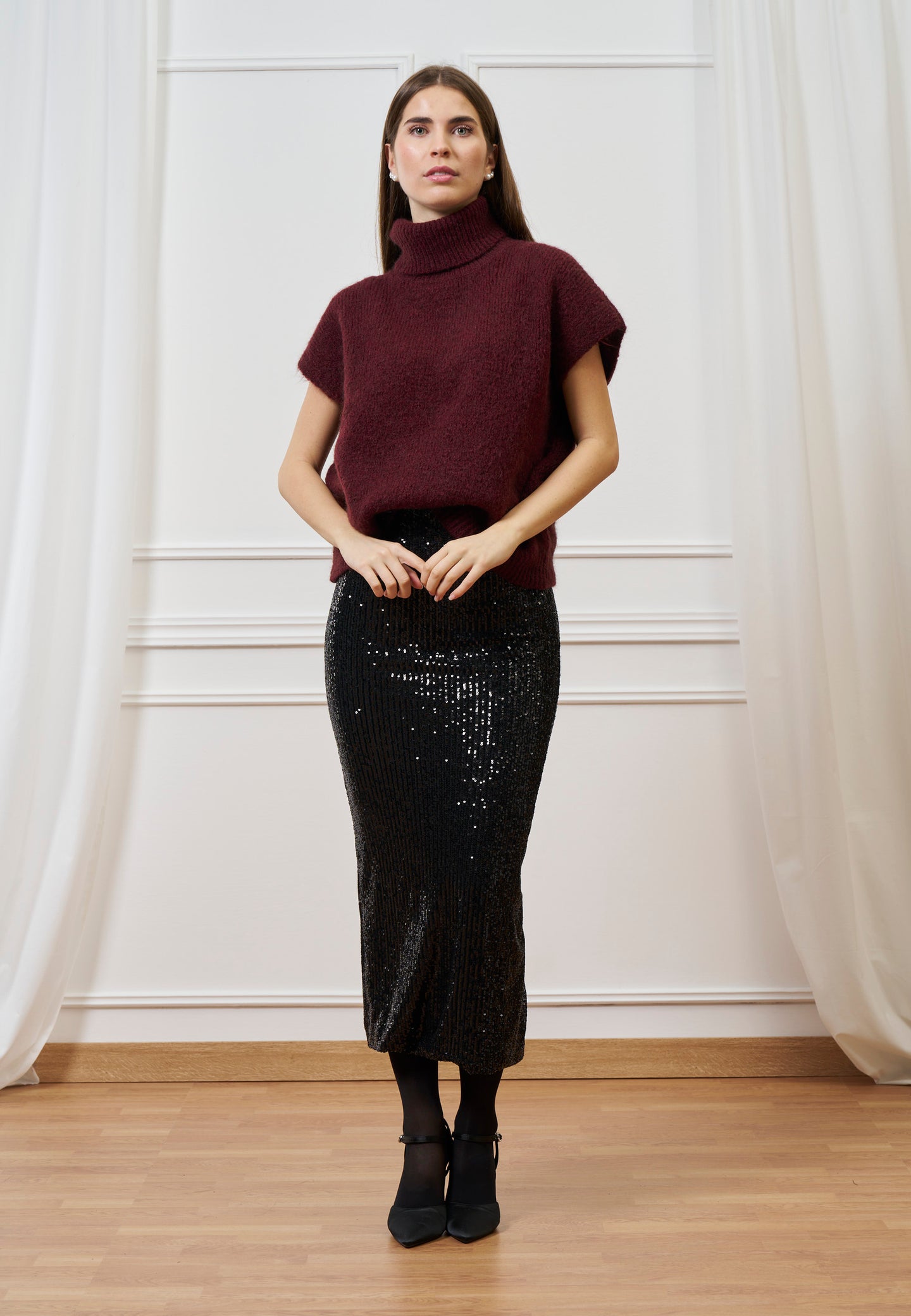 Gonna lunga tubino paillettes