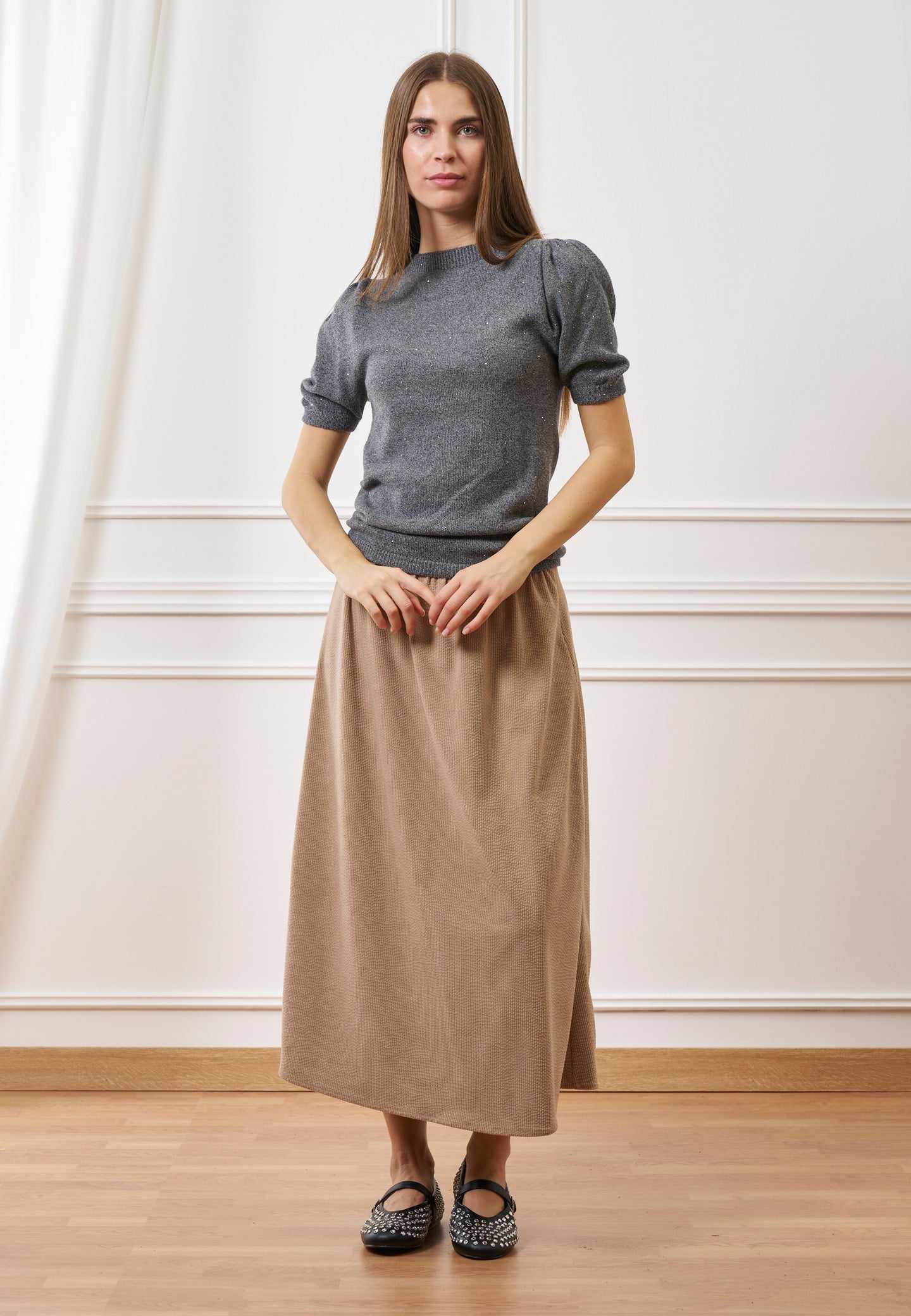 Gonna midi in velluto a coste