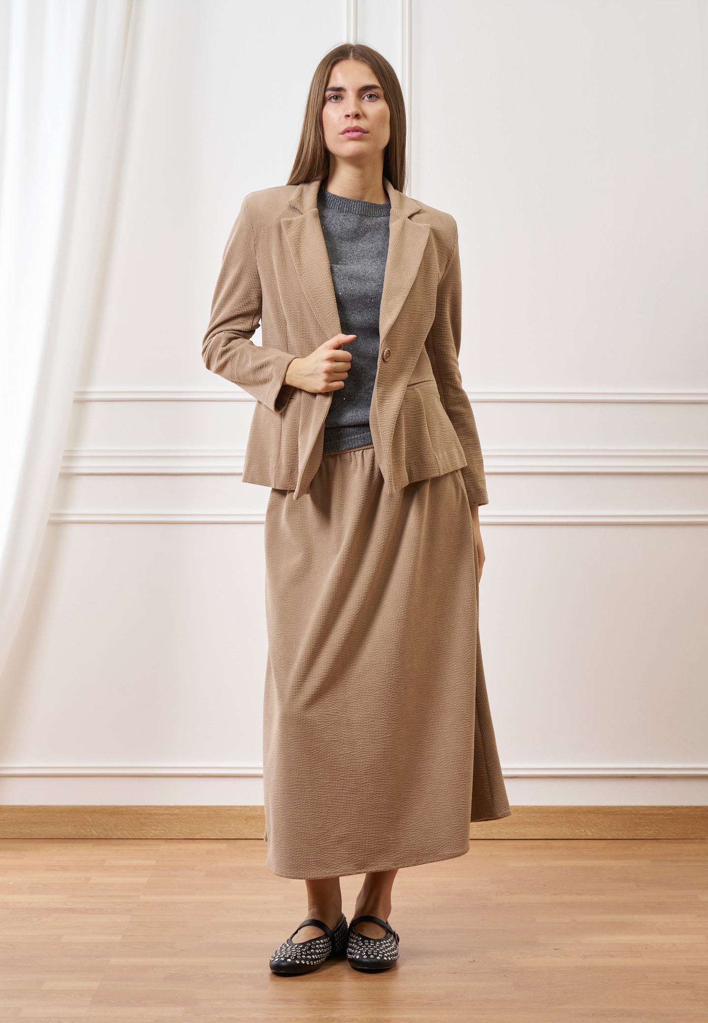 Gonna midi in velluto a coste