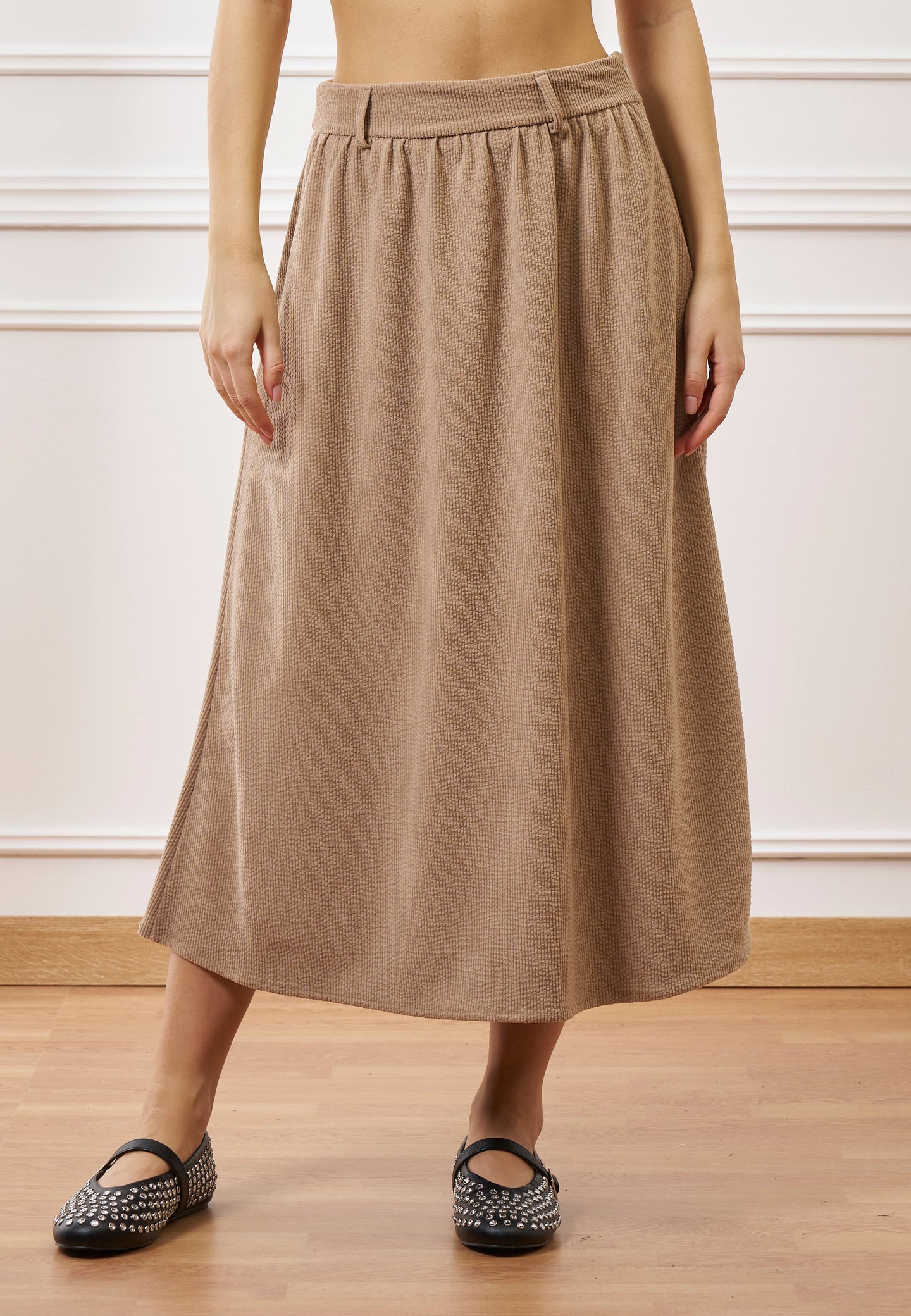 Gonna midi in velluto a coste