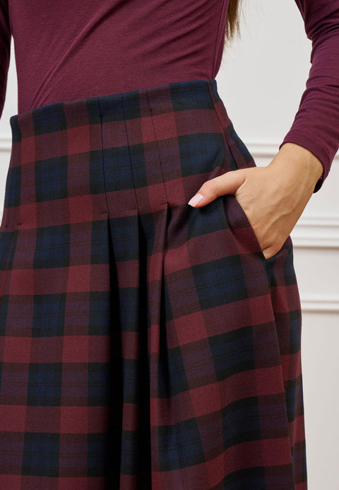 Gonna midi scozzese a pieghe