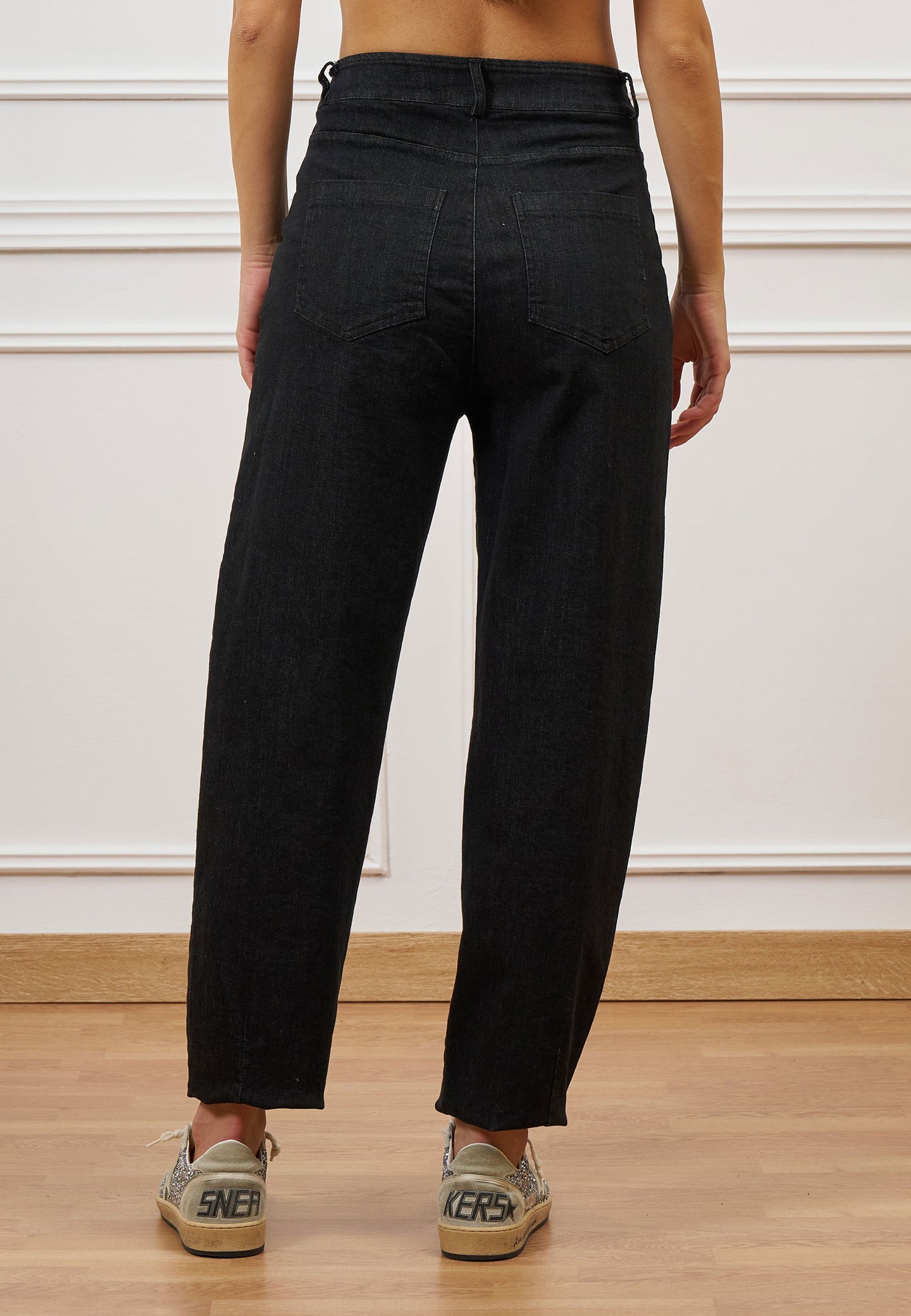 Jeans a vita alta con strass