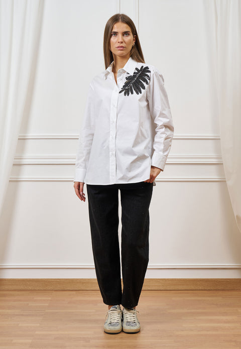 Jeans a vita alta con strass