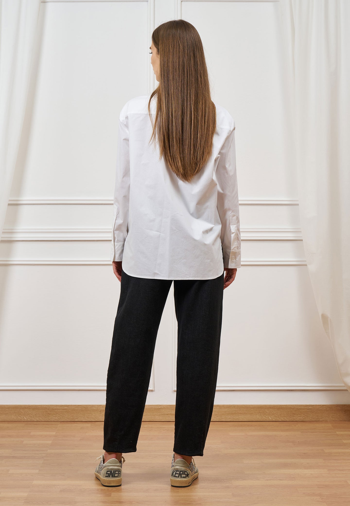 Jeans a vita alta con strass