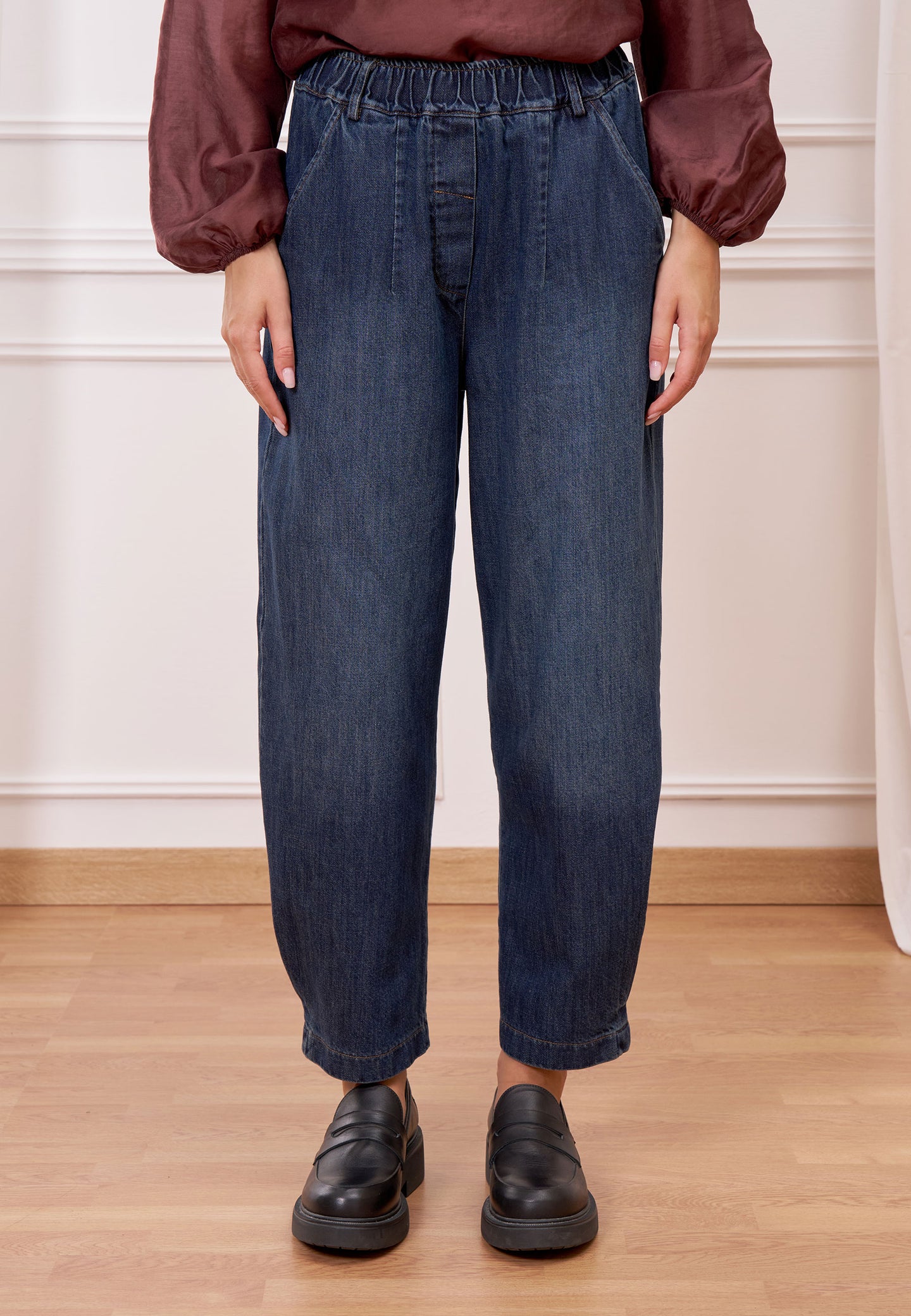 Jeans balloon con elastico vita