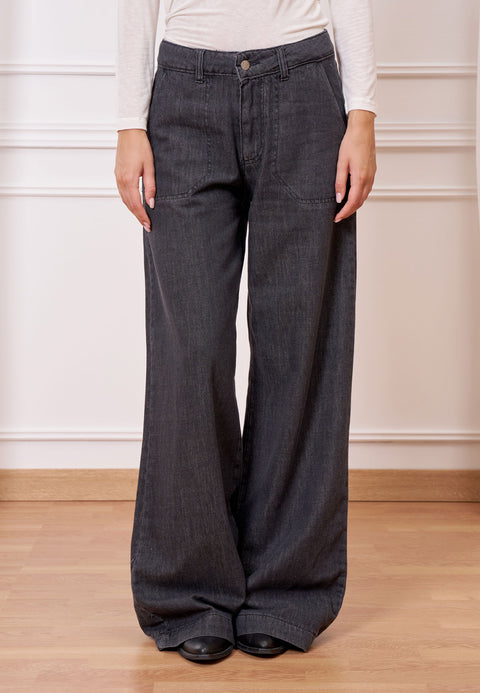 Jeans gamba ampia cuciture