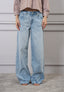 Jeans palazzo bottone gioiello