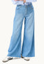 Jeans palazzo fondo sfrangiato in denim leggero