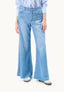 Jeans palazzo fondo sfrangiato in denim leggero