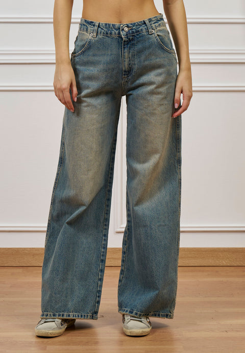 Jeans wide leg a vita alta