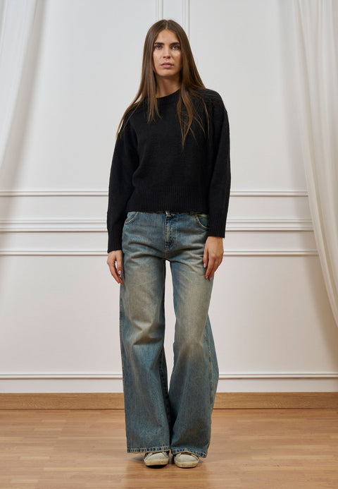 Jeans wide leg a vita alta