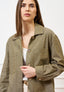 Giubbino crop in lino e cotone - MILITARE