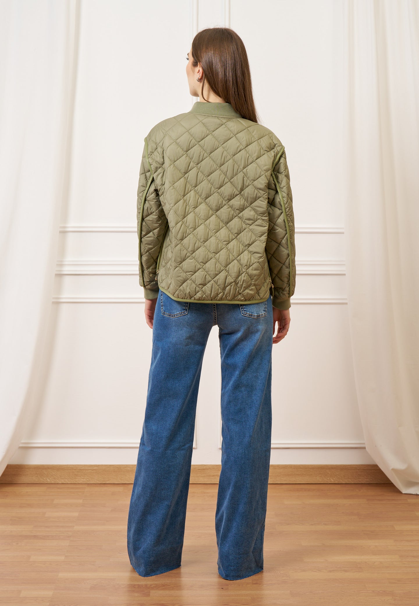 Giubbino trapuntato con zip - MILITARE