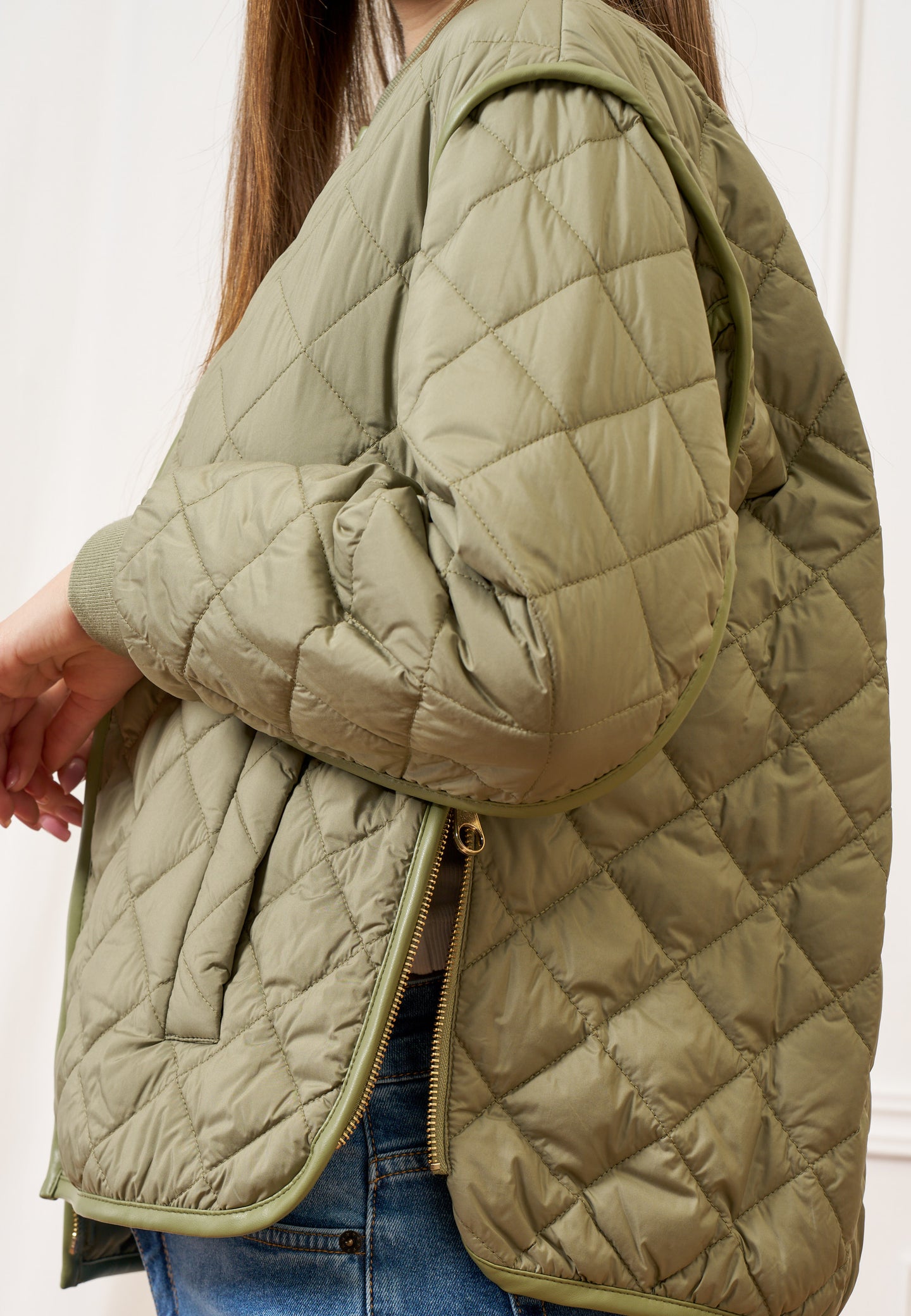 Giubbino trapuntato con zip - MILITARE