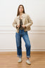 Giubbino con colletto a coste - BEIGE