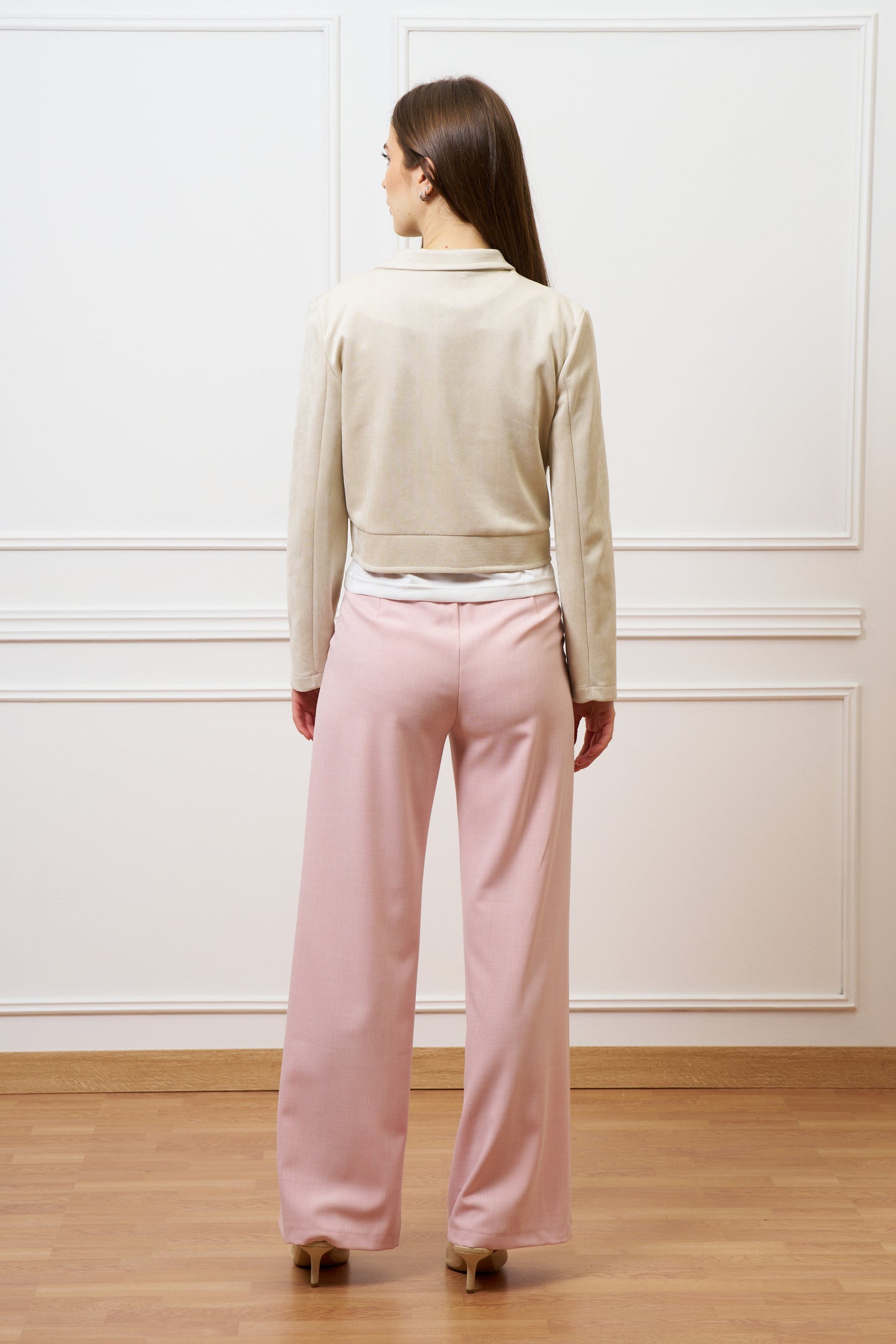 Giubbino in dainetto con tasche frontali - AVORIO