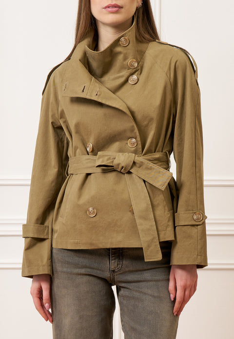 Trench corto con cintura - FANGO