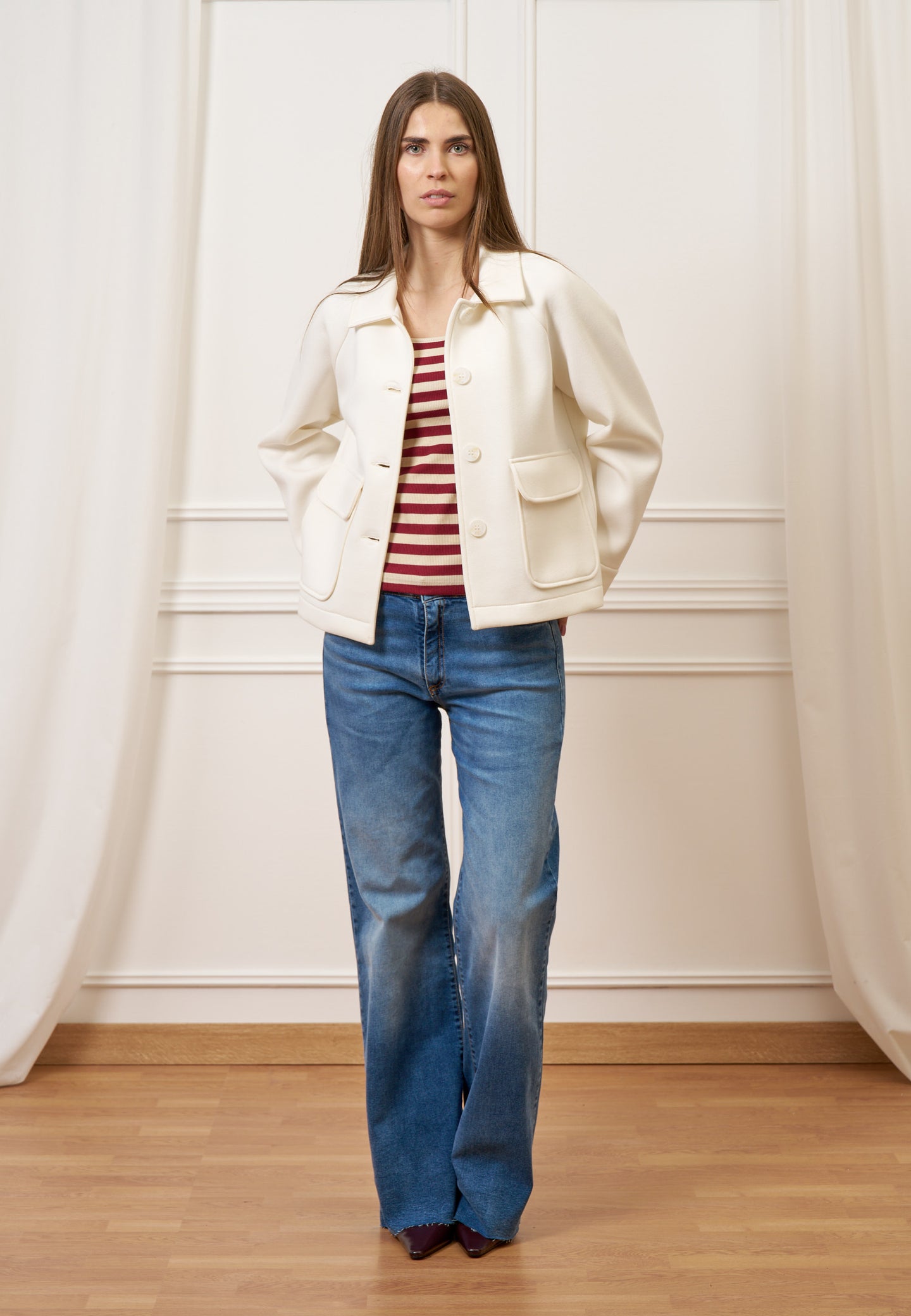 Cappotto accoppiato con tasche - AVORIO