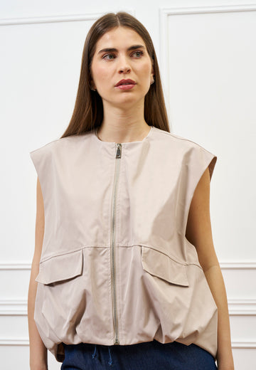 Giubbino smanicato arricciato - TORTORA