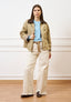 Giubbino corto con collo a contrasto - BEIGE