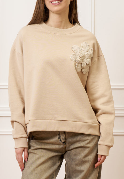 Felpa con applicazione fiore crochet