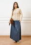 Maglia in cotone lavorata - BEIGE