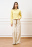 Maglia girocollo crop in cotone - GIALLO