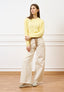 Maglia girocollo crop in cotone - GIALLO