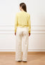 Maglia girocollo crop in cotone - GIALLO