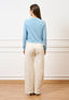 Maglia girocollo crop in cotone - CELESTE