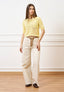 Maglia traforata crop in cotone - GIALLO