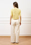 Maglia traforata crop in cotone - GIALLO