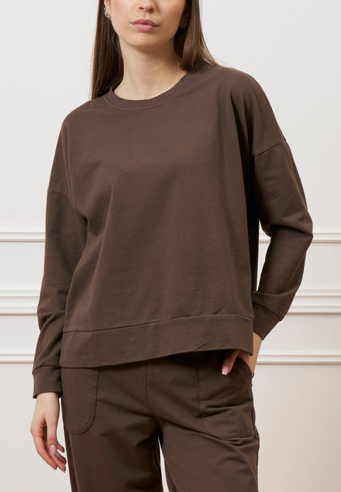 Felpa scatola con spacchi laterali - MARRONE