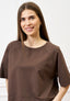 Felpa maniche corte raglan  - MARRONE