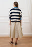 Maglia a righe con spalla scesa - AVORIO/BLU