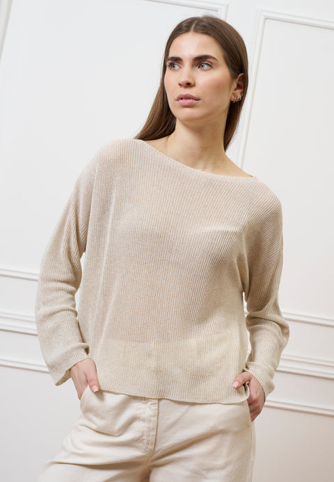 Maglia in misto lino  - BEIGE