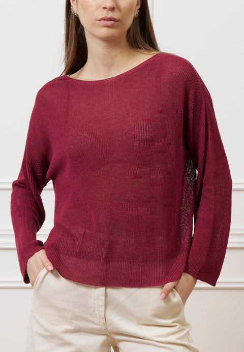Maglia in misto lino  - BORDEAUX