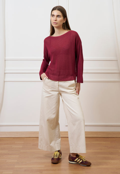 Maglia in misto lino  - BORDEAUX