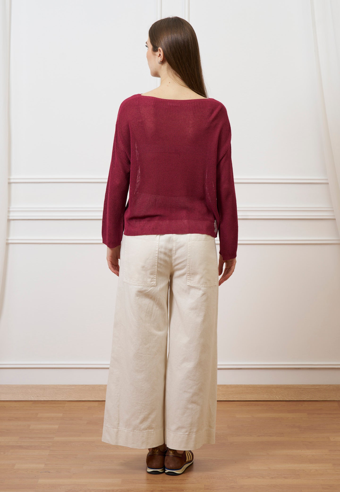 Maglia in misto lino  - BORDEAUX