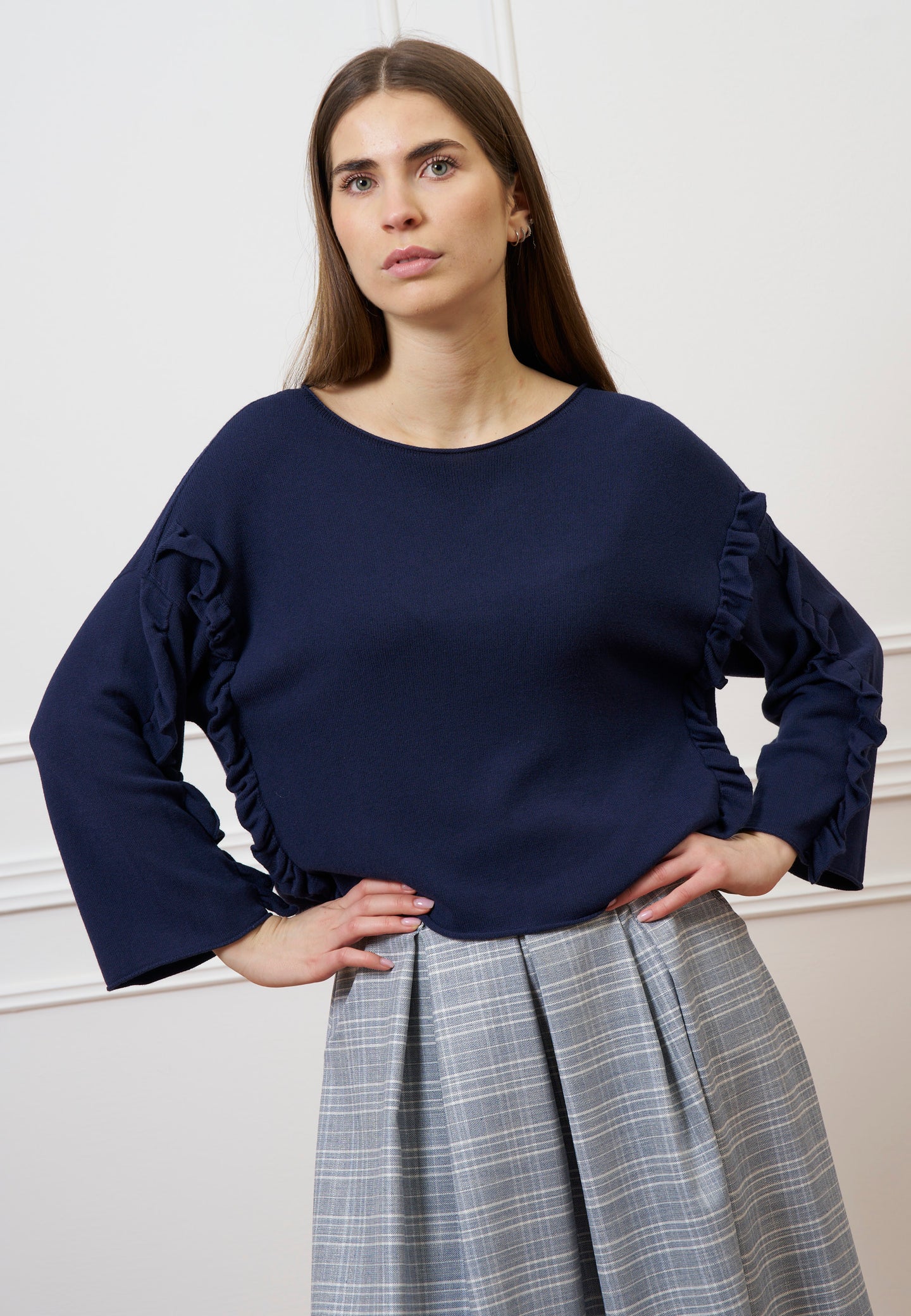 Maglia a scatola con rouches - BLU