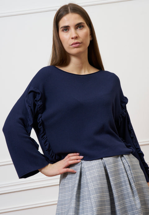 Maglia a scatola con rouches - BLU