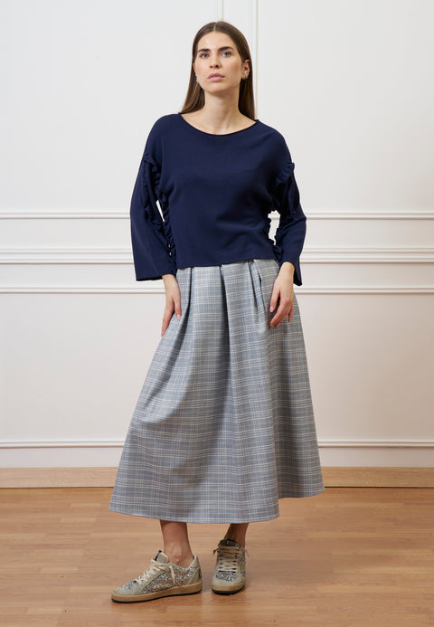 Maglia a scatola con rouches - BLU