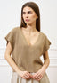 Maglia gilet con scollo profondo - BEIGE