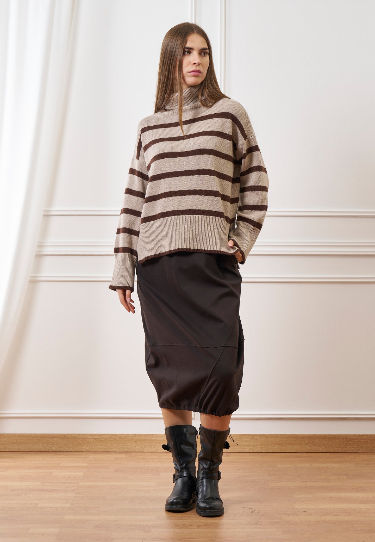 Maglia a righe con collo alto