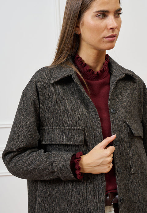 Giacca over spinata con tasche