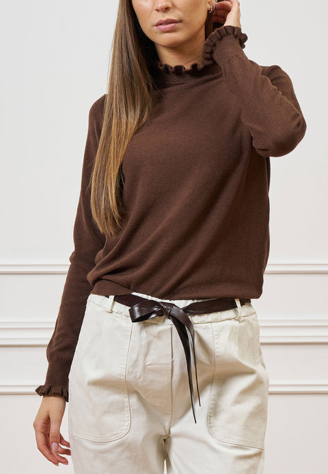 Maglia collo alto con rouches