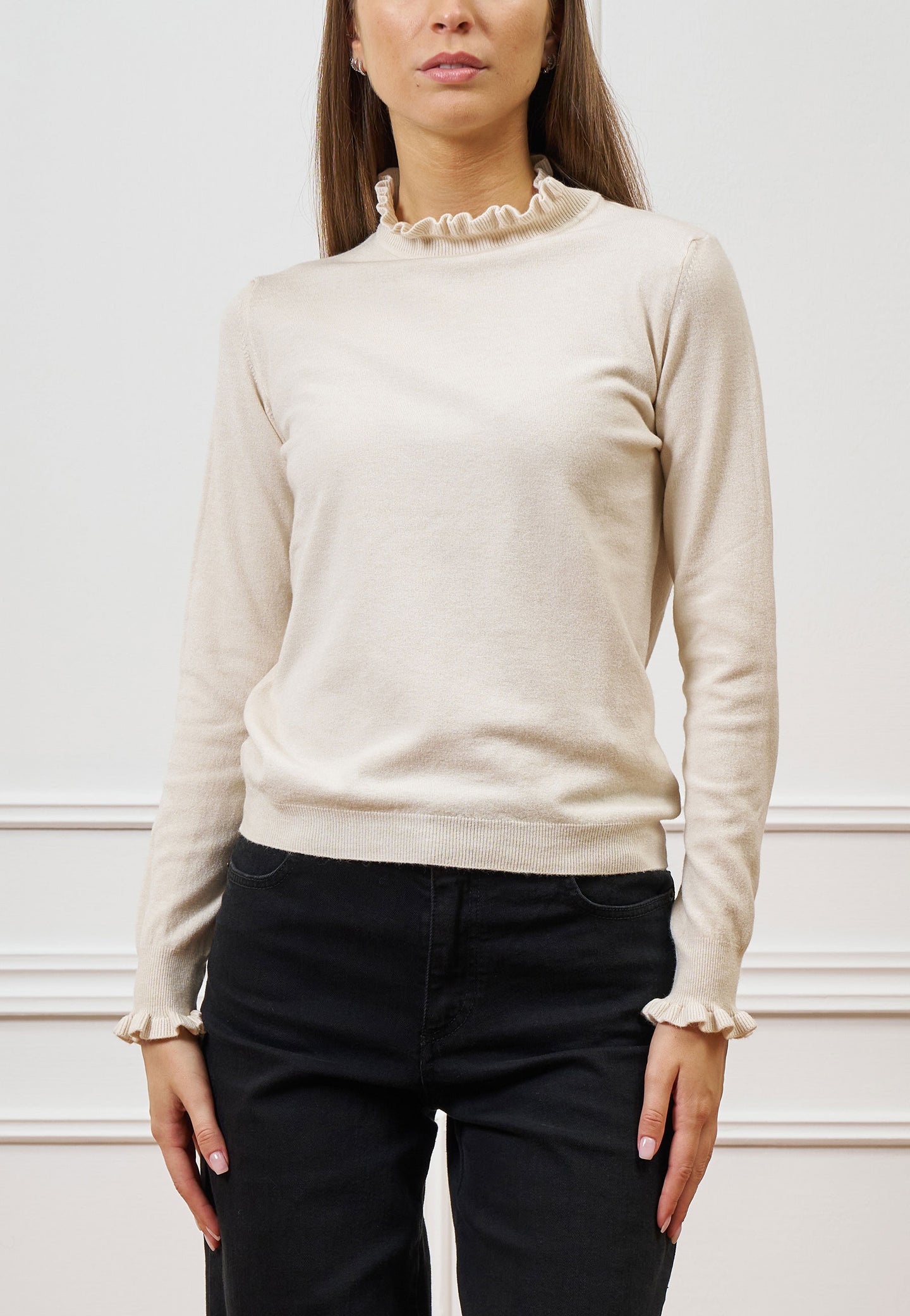 Maglia collo alto con rouches